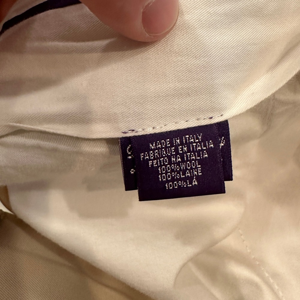 Ralph Lauren Purple Label Men's 40/31 (Lets Out to 34) Tan Wool Dress Pant Italy - Picture 7 of 12